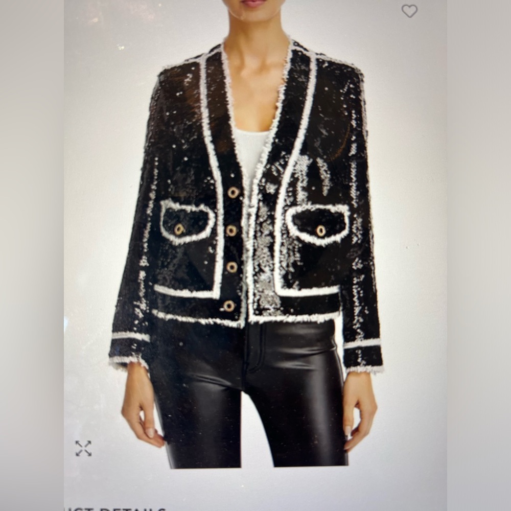 AQUA Sequin Contrast Trim Blazer